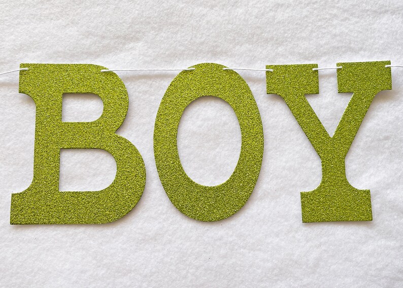 It's a Boy 4 leaf Clover Banner Glitter 5 Inch Letters St Patrick Day Baby Shower March Decorations Its a Boy Spring Garland Shamrock image 6