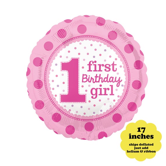 Pink First Birthday 17" - First Birthday Girl Decorations Pink Polka Dot Balloon First Birthday Photo Prop Girls 1st Birthday Party Balloon Il_570xn