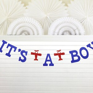 It's a Boy Airplane Banner Aviator Baby Shower Decorations Glitter 5 Inch Letters image 10