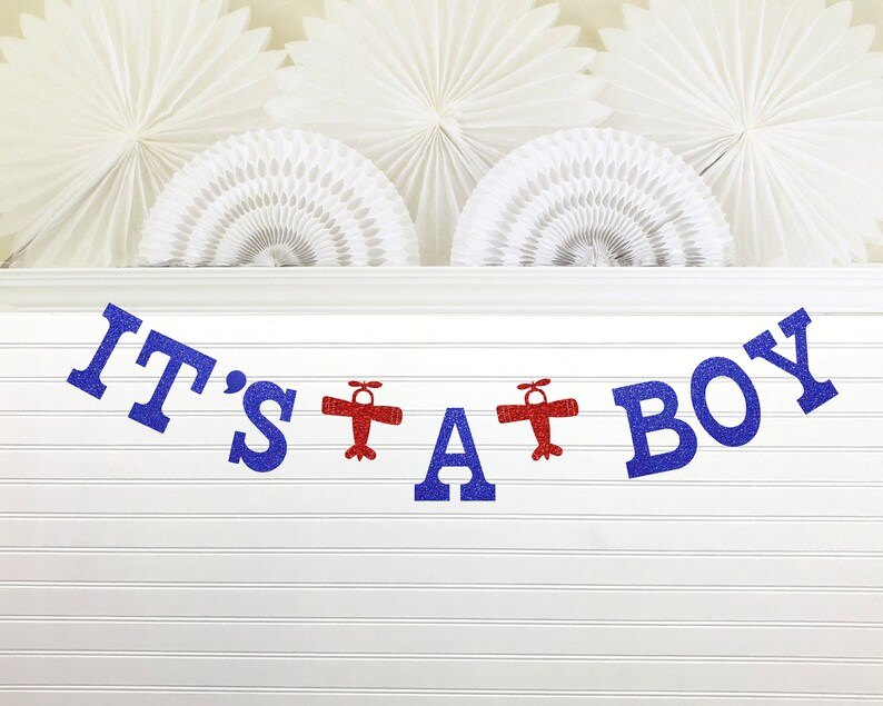 It's a Boy Airplane Banner Aviator Baby Shower Decorations Glitter 5 Inch Letters image 10