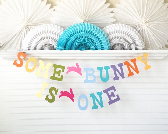 Bunny Birthday Banner 5 Inch Letters Birthday Party Decor Spring
