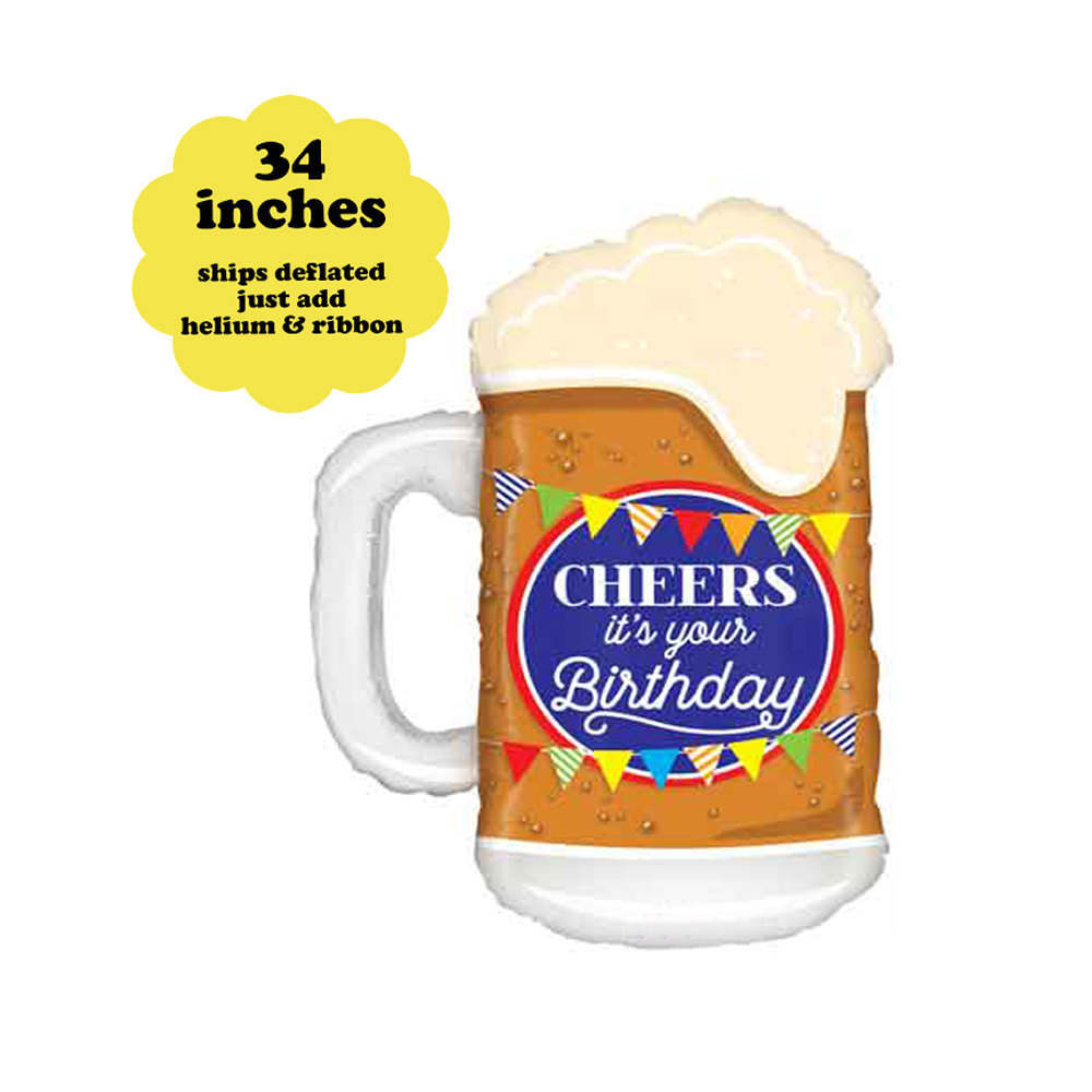 Beer Balloon Birthday Party Decorations 34" Happy Birthday Beer Balloon