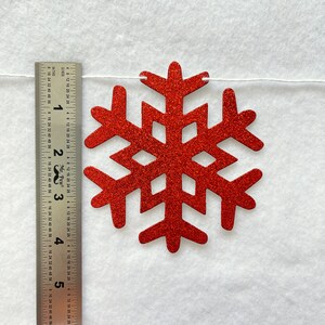 Snowflake Banner Glitter 4 inch Farmhouse Christmas Decorations Winter Party Garland Holiday Decor Red Snow Large Glitter Snowflakes image 4