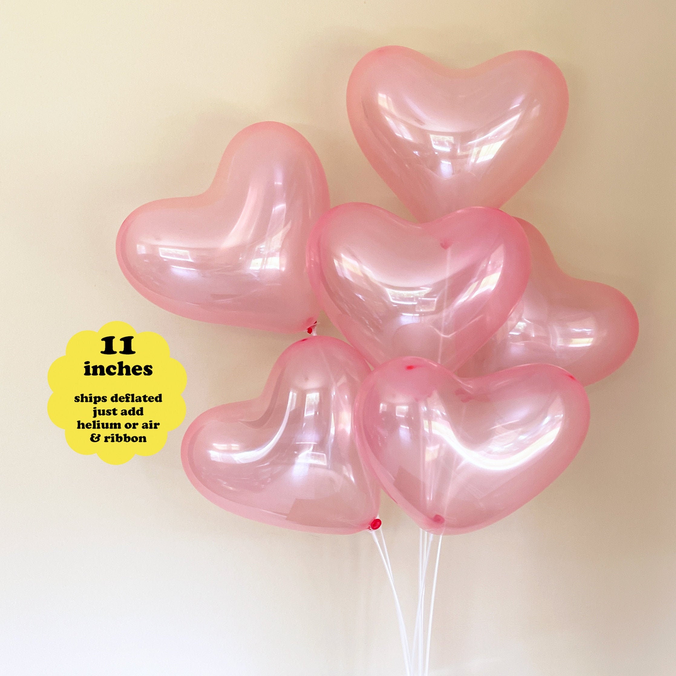 Clear Pink Heart Balloons 6 Pk 11 Latex Pastel Pale - Etsy
