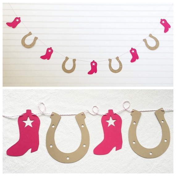 Cowgirl Garland 5 Inch Tall Horseshoes Western Party Banner
