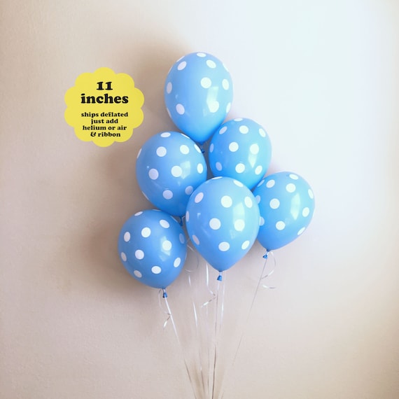 Blue Balloons With White Polka Dots 6 Pack 11 Latex Boy Baby