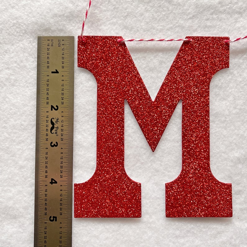 Merry Christmas Banner 5 inch Letters Snowflake Christmas Mantel Decoration Garland Glitter Home Decor Sparkle Holiday Banner Sign Snow image 2