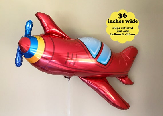 Airplane Balloon 36" - Airplane Party Birthday Decorations Plane Baby Shower Decor Large Red Vintage Airplane Themed Birthday Time Flies Il_570xn