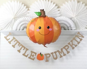 Little Pumpkin Banner - 5 inch Letters - Rustic Fall Baby Shower Decorations Pumpkin Baby Garland Lil Pumpkin Balloon Fall 1st Birthday Sign