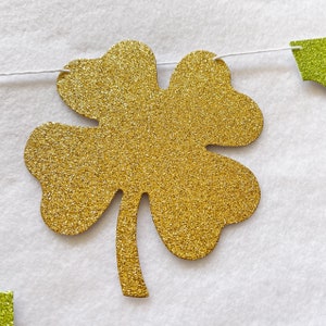It's a Boy 4 leaf Clover Banner Glitter 5 Inch Letters St Patrick Day Baby Shower March Decorations Its a Boy Spring Garland Shamrock image 3