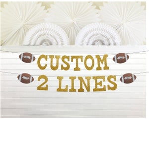 Football Banner - Glitter 5 inch Letters - Custom All Star Birthday Party Decorations Personalized Sign Sports Themed Baby Shower Adult Boys