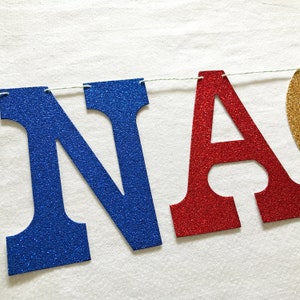 Nacho Bar Banner Glitter 5 inch Letters Fiesta Birthday Banner Sign Colorful Fiesta Themed Party Decoration Taco Party Decor image 3