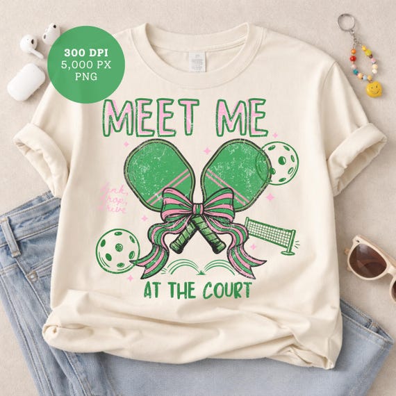 Preppy Pickleball png, coquette bow racket png, Pickleball Player Shirt, Pickleball Shirt, Pickleball Lover png, Girly Doodle pickleball