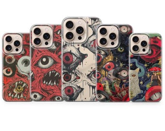 Gore Eyeball Phone Case Creepy Eyes Cover for iPhone 17 Pro Max, 16e, 15, 14, 13 & Samsung S26 Ultra, S25 FE, A57, Pixel 10 XL, 9a, 8