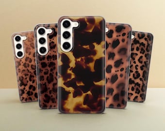 Tortoise Shell Pattern Phone Case Stylish Brown Soft Cover for iPhone 17 Pro Max, 16e, 15, 14, Samsung S26 Ultra, S25 FE, A57, Pixel 10, 9a