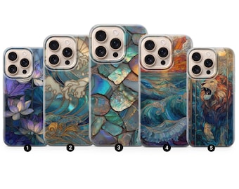 Stained Glass Phone Case Mosaic Window Decor Cover fit for  iPhone 17 Pro Max, 16, 15, 14, 12 Samsung S26 Ultra, S25 FE, A56, Pixel 10, 9, 8