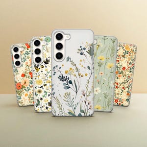 Spring Flower Phone  Case Cute Wildfloral  Cover fit for Samsung Galaxy S25, S24+, S23, S22, Google Pixel 9, 8A, 7, 6, iPhone 16, 15, 14, 13