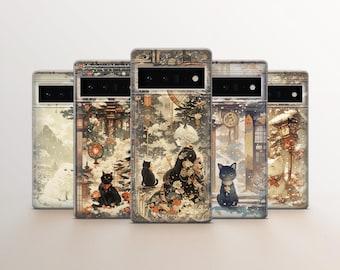 Samurai lofi cat Phone Case Relaxation Cover for Google Pixel 10 XL, 9a, 8, iPhone  17 Pro Max, 16e, 15, 14, Samsung Galaxy S26 Ultra, S25Fe