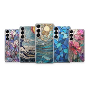 Stained Glass Phone Case Mosaic Window Glass Art Cover for iPhone 17 Pro Max, 16e, 15, 14, 13, Samsung S26 Ultra, S25 Fe, A57 Pixel 10 XL, 9