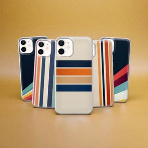 Retro Stripes Phone Case  Aesthetic Cover fit for iPhone 16, 15, 14, 13, 12, 11, Google Pixel 9, 8A, 7, 6, Samsung Galaxy S25, S24, S23, S22
