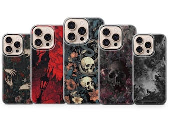 Goth Aesthetic Phone Case, Gothic Skull Cover for iPhone 17 Pro Max, 16e, 15, 14, 13 & Samsung S26 Ultra, S25 FE, A57, Pixel 10 XL, 9a, 8
