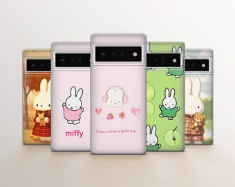 Funda para teléfono Kawaii Miffy con diseño estético y adorable, compatible con Google Pixel 10, 9, 8, iPhone 17 Pro Max, 16e, 15, 14, 13 y Samsung Galaxy S26, S25, A57.