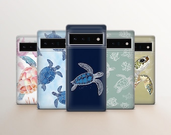 Summer Cute Sea Turtle Phone Case Ocean Themed, Gift for Beach Lovers Cover fit for Google Pixel 9, 8, iPhone 16, 15 Samsung Galaxy S25, S24