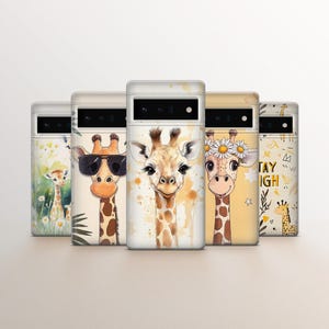 Cute Watercolour Giraffe Phone Case Animal Cover fit for Google Pixel 9, 8A, 7, 6, iPhone 16,  15, 14, 13, Samsung Galaxy S25, S24, S23, S22