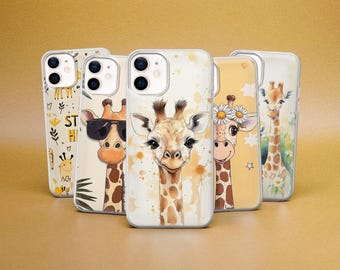 Giraffe Cute Watercolour Phone Case Beige Cover fit for Samsung Galaxy S25, S24, A56, Google Pixel 10 XL, 9, 8 iPhone 17 Pro Max, 16, 15, 14
