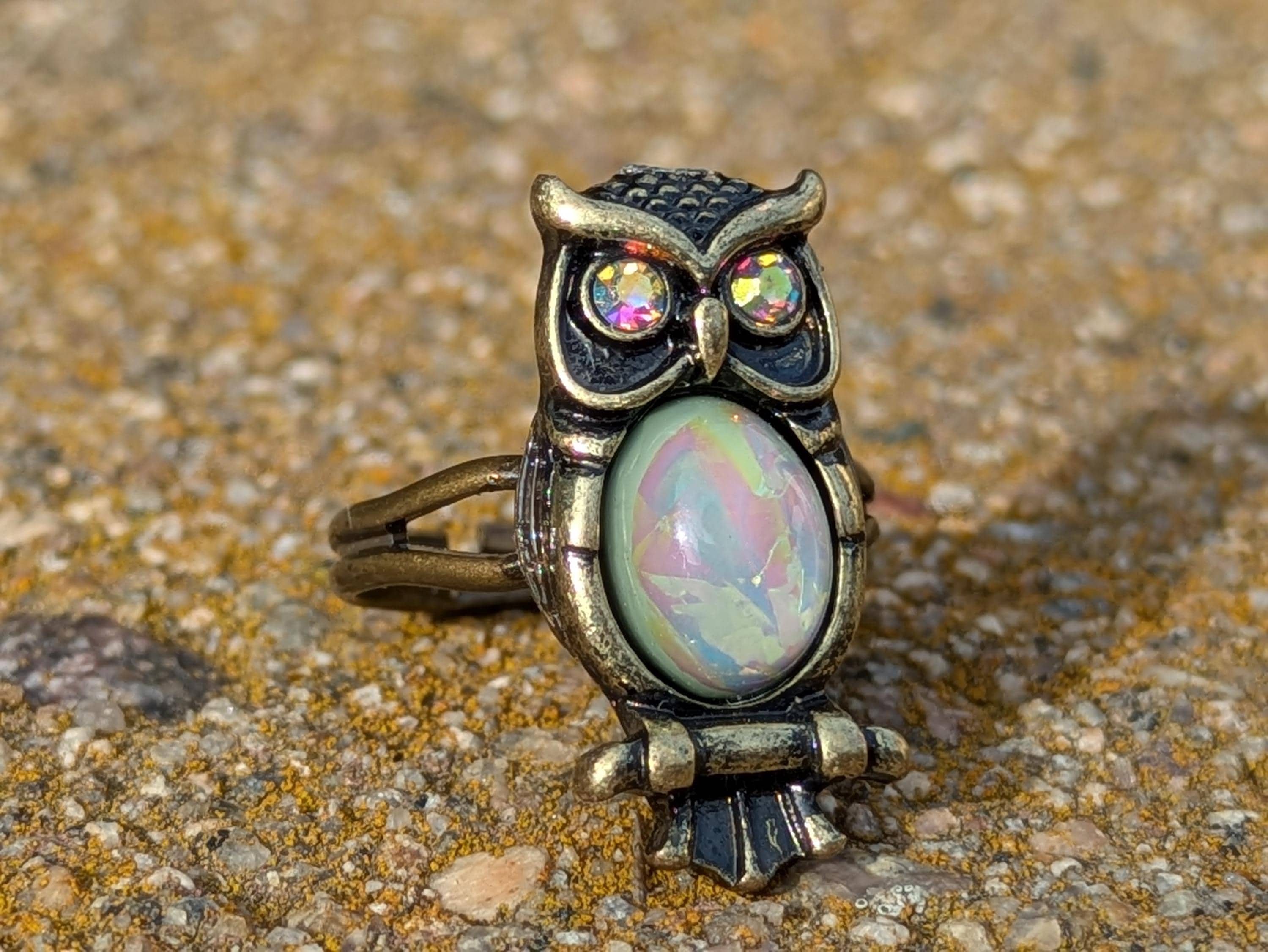 Antique Gold, Opal Owl Ring