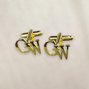 Gemelos con letras personalizadas: gemelos personalizados de acero inoxidable y chapado en oro para hombres, regalo elegante para ocasiones especiales