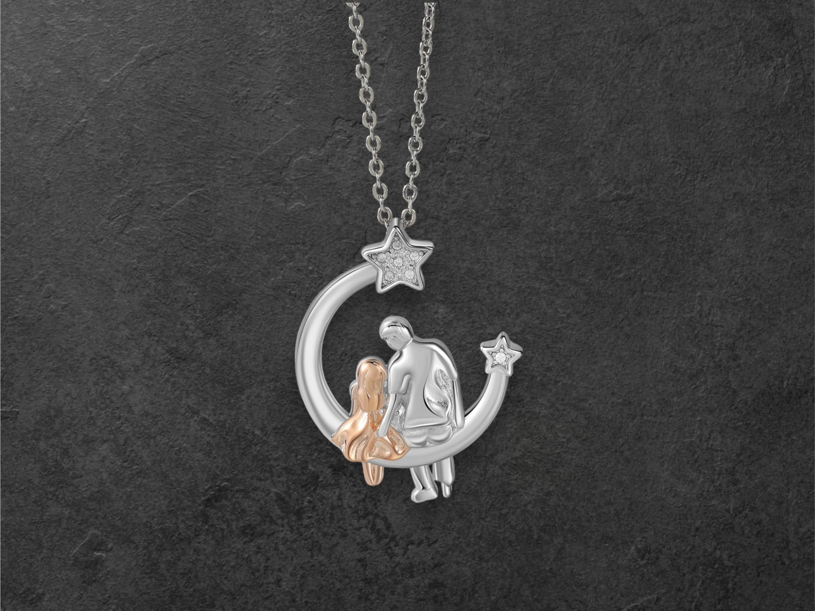 Father's Day Father-daughter Necklace Personalized White Gold