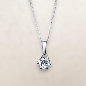 Elegant 925 Sterling Silver Moissanite Necklace - White Gold Plated, Fashion Jewelry