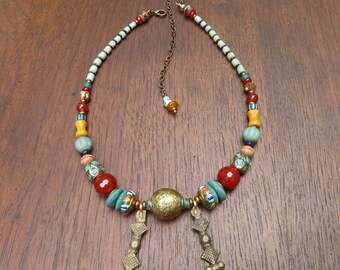 African Charms, A well-travelled necklace, Adjustable, handmade by Gypsy Intent