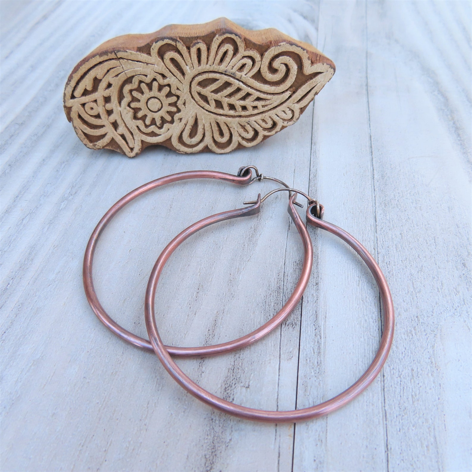 Simple Copper Hoops Extra Large Copper Hoops With Sterling Etsy