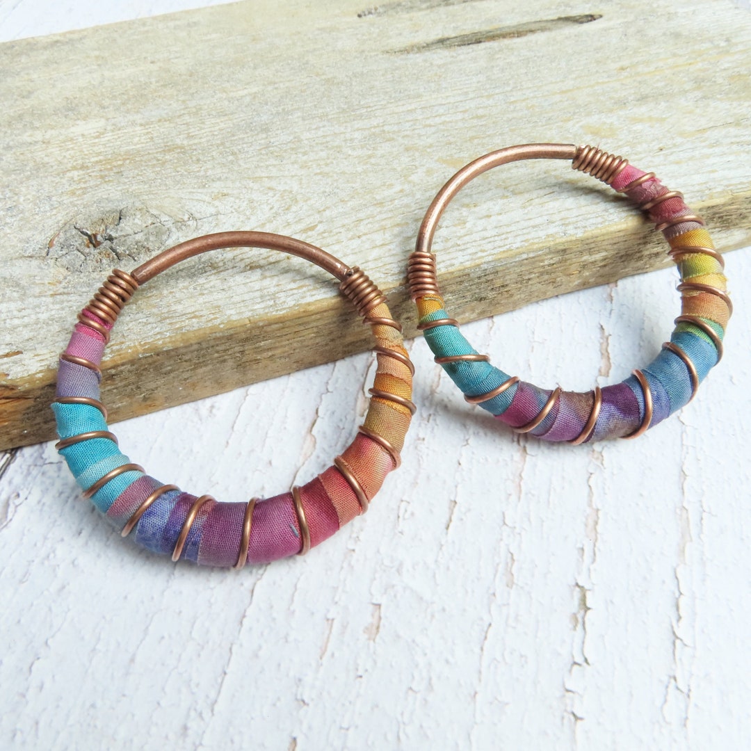 8 Gauge Hoop Earrings Extra Large Hoop Plugs Colorful Tie Etsy