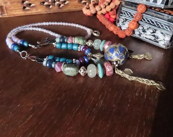 Convertible Double Strand Necklace with Raw Rubies