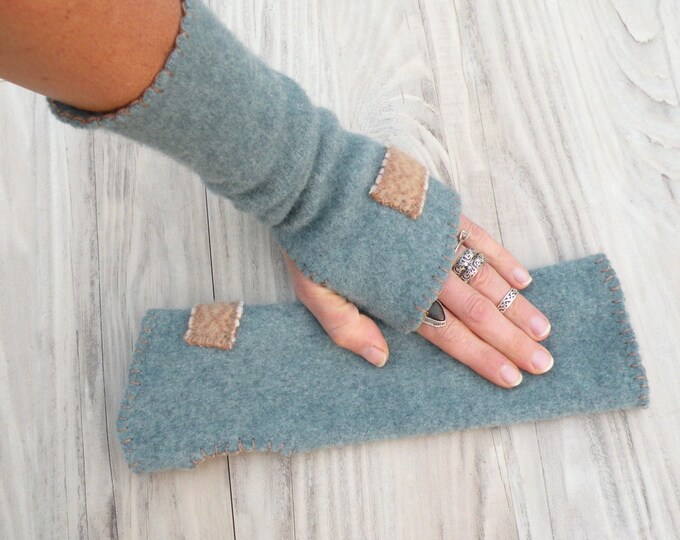 Fingerless Felted Wool Gloves Handmade Eco Friendly Slate Etsy