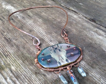 Art Shrine Necklace -Hammered Copper Statement Necklace, OOAK -By Gypsy Intent