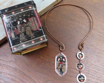 Copper Torque Choker Necklace with Asymmetrical Tea Tin Charms, One of a Kind -By Gypsy Intent