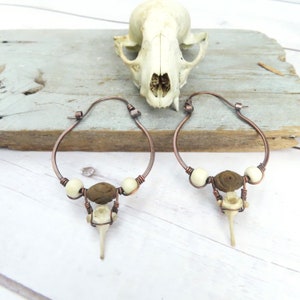Extra-Large Rustic Boho Hoops, 15 Gauge, Teardrop, Pear Shaped, Bone, Hoop Earrings