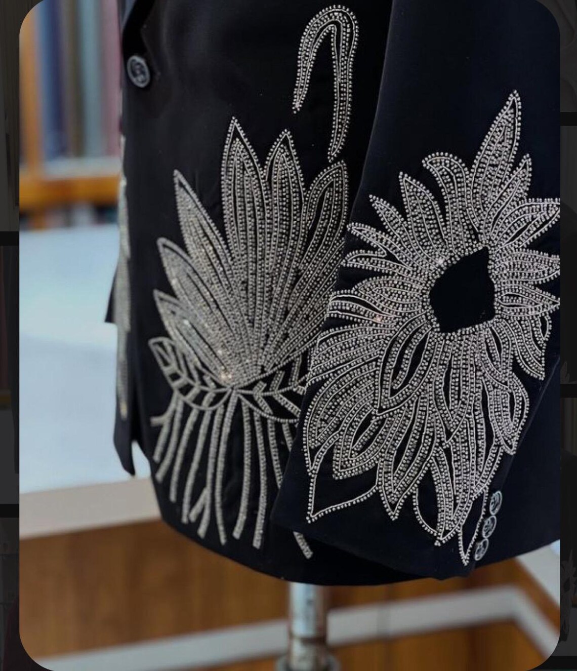 Black Tuxedo,3 Piece, Handcrafted Beaded Blazer