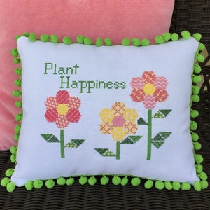 Plant Happiness Cross Stitch Pattern: PDF Instant Download