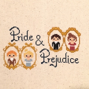 Pride and Prejudice Cross Stitch Pattern- Jane Austen Inspired PDF Digital Instant Download