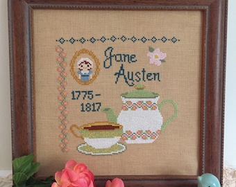 Tea With Jane: Jane Austen Inspired Cross Stitch Pattern - PDF Pattern Instant Digital Download