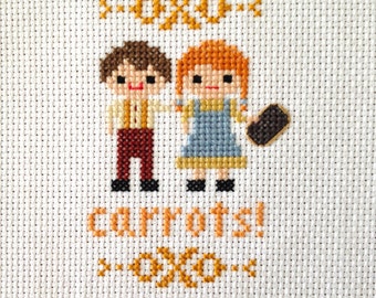 Carrots! Cross Stitch- Anne of Green Gables inspired parody-PDF Instant Digital Download