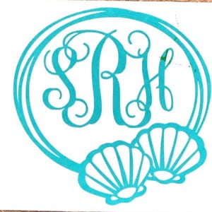 Seashell Monogram Decal: Personalized Vinyl Sticker for Tumblers & Trucks