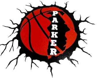 Basketball Breaking Glass Decal: Laptop, Car, Truck Sticker
