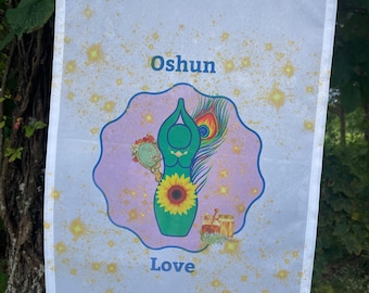 Oshun Goddess Love Blessing Prayer Flag (goddess banner, priestess, pagan, altar cloth, shrine)