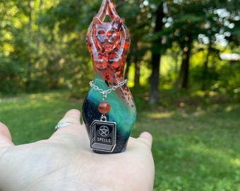 OOAK #462 Spellbook Bast Goddess Statue (figurine, sculpture)